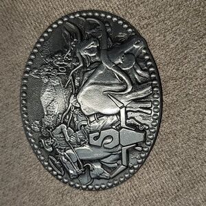 Vintage Belt Buckle LONGHORN CATTLE DRIVE COWBOYS ZEE SERIES Western Texas